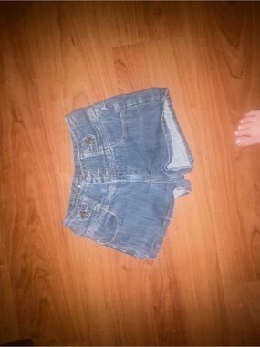 refuge Faded Light Blue High-Rise Denim Shorts